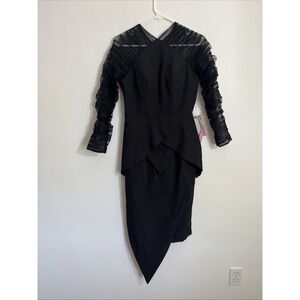 Dress Size 6 Black Witchy Goth Halloween‎ Vibes Mesh Sleeves Layer TS Couture